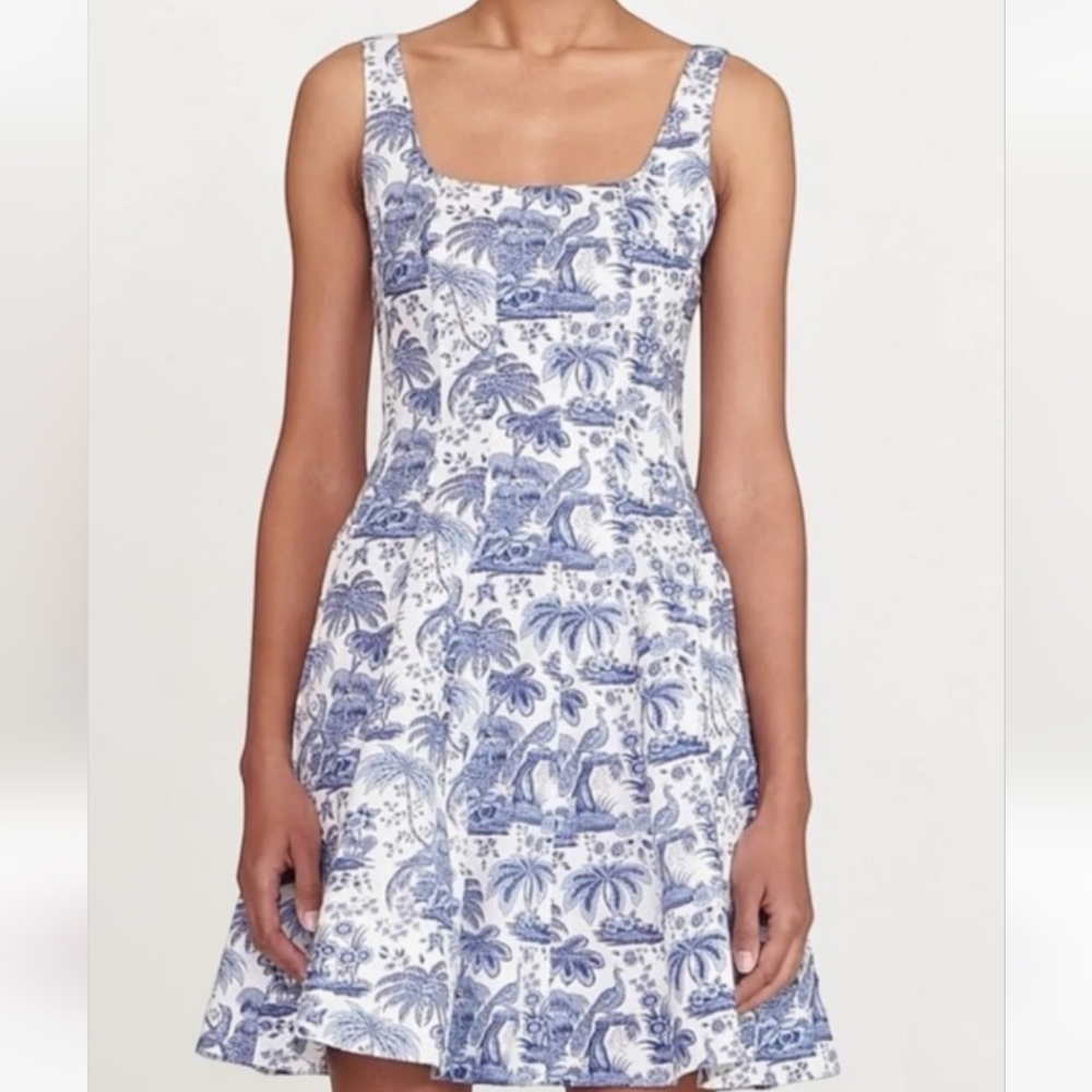 Staud Wells Mini Dress Toile Blue